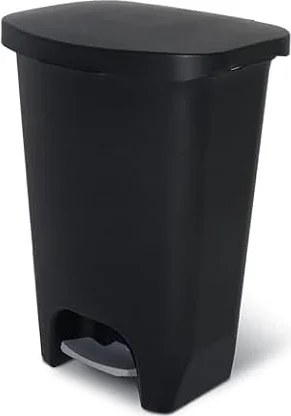 Glad Trash Can with Clorox Odor Protection | Plastic Bin, 13 Gal, Black | Kitchen Waste Bin | Hands Free with Step On Foot Pedal and Garbage Bag Rings