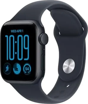 Apple Watch SE 3 GPS 40mm Smartwatch | Midnight Aluminum Case, Navy Blue Sport Band - S/M. Fitness + Sleep + Cycle Tracking, Heart Rate, Vitals, Safety