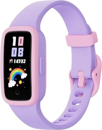 BIGGERFIVE Vigor Kids Watch Fitness Tracker AMOLED Screen, 3ATM Waterproof | No Phone Needed, Pedometer, Heart Rate, Sleep Monitor, Vibrating Alarm, 10 Sport Modes, E-Pet for Girls Age 5-15, Lilac