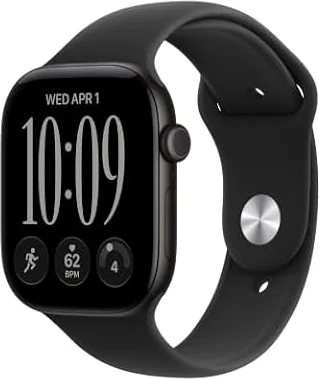 Apple Watch Series 12 GPS 46mm Smartwatch | Black Aluminum Case, Black Sport Band - M/L. Health + Fitness + Sleep Tracking, Heart Rate, Safety