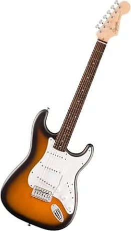 Fender Squier Debut Stratocaster Beginner Electric Guitar, 2-Color Sunburst | Electric guitar for beginners, 2-year warranty, matte finish, "C"-shaped neck
