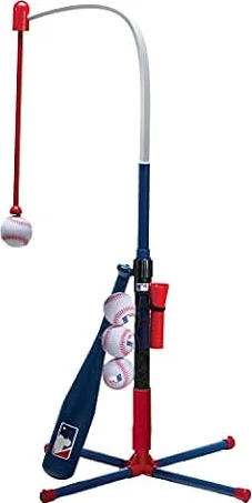 Franklin Sports Kids Baseball Tee - MLB 2-in-1 Grow-with-Me Tee Ball | Backyard Practice, Hand-Eye Coordination Builder, Includes Bat + Baseballs, Adjustable Height Design, Ages 3+
