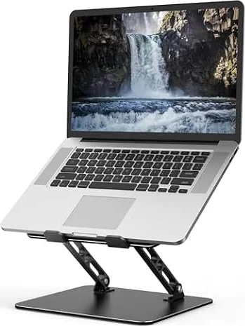 Gogoonike Adjustable Laptop Stand for Desk, Metal Laptop Riser Holder | Portable Desktop Book Stands, Foldable Ventilated Cooling Computer Notebook Stand Compatible with 10-15.6” Laptops, Tablets