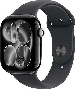 Apple Watch Series 11 [GPS 46mm] Smartwatch with Jet Black Aluminum Case with Black Sport Band - M/L. Sleep Score, Fitness Tracker, Health Monitoring, Always-On Display, Water Resistant