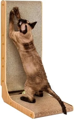 EHEYCIGA Cardboard Cat Scratcher for Indoor Cats, 26.8 Inch, Brown