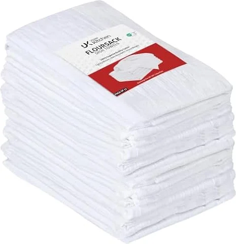 Utopia Kitchen White Flour Sack Towels [12 Pack - 28 x 28 Inch] 100% Cotton | Tea Towels for Cleaning & Drying - Highly Absorbent Kitchen Dish Cloth