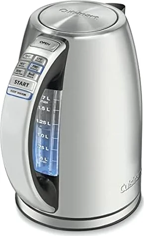 Cuisinart Electric Kettle, 1500W, 6 Temperature Presets, 1.7L, CPK-17P1 | Fast heating PerfecTemp cordless electric tea kettle; bring water to a boil; auto shutoff & 360° base; 30-min keep warm