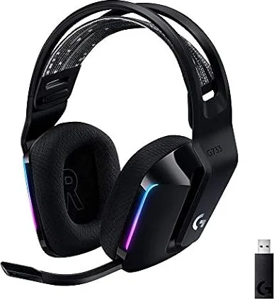 Logitech G733 Lightspeed Wireless Gaming Headset - Black | Suspension Headband, Blue VO!CE Mic, PRO-G Audio, PC, PS5, PS4, Switch Compatible