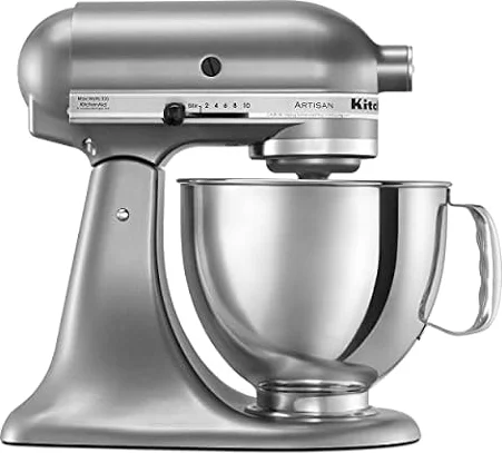 KitchenAid Artisan, 5-Qt Tilt Head Stand Mixer, KSM150PS, Contour Silver | Includes Pouring Shield for Mess-Free Mixing, 10 Speed Settings, Easily add Ingredients with the Tilt-Head Design