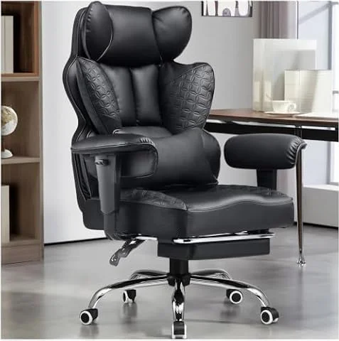 GTPLAYER Big and Tall Gaming Chair 400lbs Heavy Duty Office Chair with Footrest, High Back Pocket Spring Lumbar Support, Ergonomic Wide Comfy Seated Cushion for Lower Back Pain Relief, Earth-Black