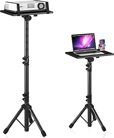 DECOSIS Projector Stand Tripod Laptop Stands Height Adjustable | from 23.5" to 46.5" with Gooseneck Phone Holder, Floor for Office, Home, Stage, Studio, Outdoor, DJ Racks Holder Mount