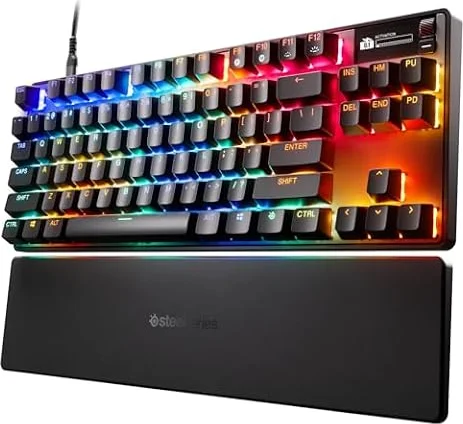 SteelSeries Apex Pro TKL Gen 3 Gaming Keyboard - Black | OmniPoint 3.0 Analog Magnetic Switches, Rapid Trigger, Rapid Tap/SOCD, Protection Mode, OLED, RGB, PBT Keycaps, USB-C,