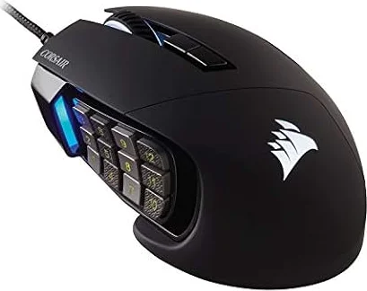 Corsair Scimitar RGB Elite Wired MMO MOBA PC Gaming Mouse – Black | 18,000 DPI, 17 Programmable Buttons, Adjustable Key Slider, Omron Switches, iCUE Compatible, PC, Mac, PS5, PS4, Xbox