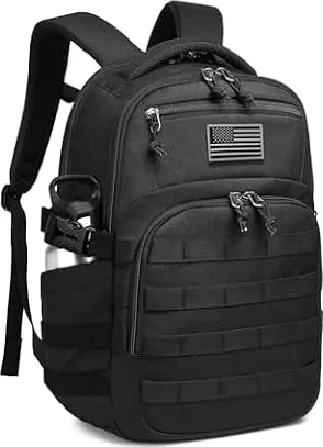 Wotony Military tactical backpack, backpack for men black small tactical assault bag (Black, 18.5 inch)