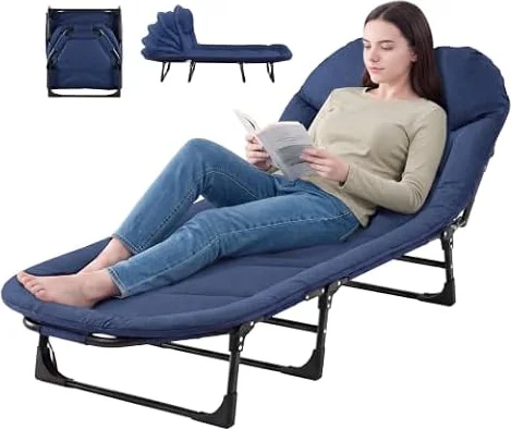 DUMOS Camping Cot for Adults, 3-in-1 Foldable Sleeping Camping Bed | Carbon Steel Frame, Portable Design, 6-Position Adjustable Backrest, 450 Lb Capacity, Indoor Outdoor Use