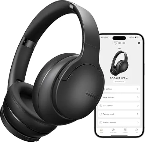 DOQAUS Bluetooth Headphones Over Ear Wireless, 90H Playtime, APP Control