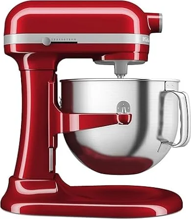 KitchenAid 7 Quart Bowl-Lift Stand Mixer with Accessories, KSM70SKXX | Bowl-Lift Design, 11 Speeds, 1/2 Speed for Folding, Double Flex Edge Beater and 4 other accessories, Candy Apple Red