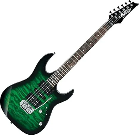 Ibanez GIO Series GRX70QA - Transparent Emerald Burst | Standard electric guitar with poplar body, maple neck and floating tremolo bridge