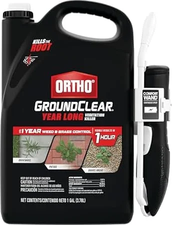 Ortho GroundClear Year Long Vegetation Killer with Comfort Wand, 1 gal. | Ready-To-Use Weed Killer Spray, Kills Weeds and Grasses to the Root, Prevents Unwanted Growth for up to 1 Year