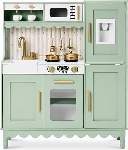 Best Choice Products Deluxe Kids Cottage Play Kitchen for Toddlers, Sage