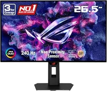 ASUS ROG XG27AQDMGR 27 Inch 1440p 240Hz Glossy OLED HDR Gaming Monitor | 0.03ms, OLED Care Pro, TrueBlack Glossy, Neo Proximity Sensor, ELMB Sync, DisplayHDR 400, DCI-P3 99%, for PS5 and Xbox