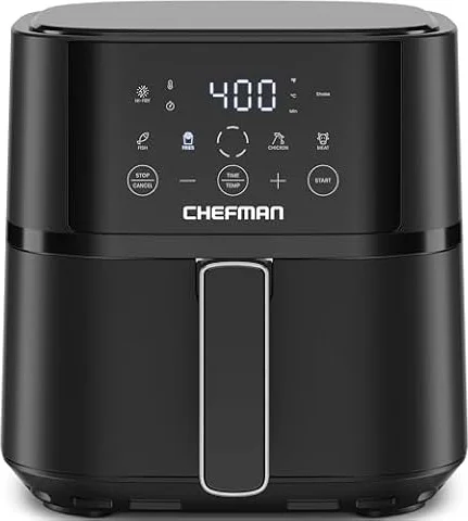 Chefman Air Fryer – 4 QT Compact Airfryer for Quick & Easy Meals in Minutes, Features Hi-Fry Technology for Extra Crisp, Touchscreen Controls with 4 Presets, Nonstick & Dishwasher Safe Basket - Black