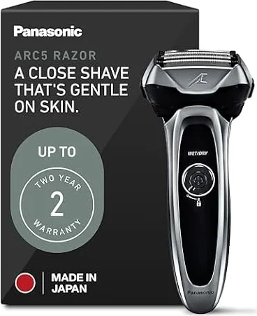 Panasonic ARC5 Electric Razor for Men, 5-Blade Wet Dry Electric Shaver | Electric razor for face grooming featuring a 5-blade foil shaver and pop-up trimmer for Wet/Dry use, Silver, ES-LV65-S