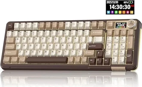 SOLAKAKA A99 Pro Mechanical Keyboard with LCD Screen & Metal Knob, Wireless Gaming Keyboard with BT5.0/2.4GHz/USB-C, Hot Swappable Creamy Keyboard, Gasket Structure, RGB Backlit, for Win/Mac