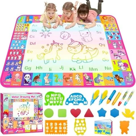 Water Doodle Mat, Kids Drawing Toys for 3 4 5 Year Old Boys Girls Gifts | Reusale Princess Color Mat, Mess-Free Coloring, Educational Doodle Toy, Kids Birthday Gifts for Age 3 4 5 6 7 8 Year Old