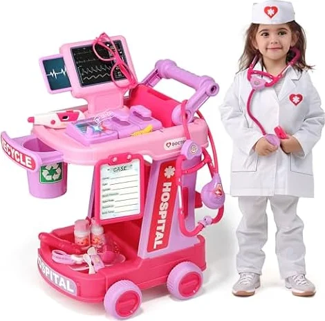 Liberry Toddlers Doctor Kit Toy for Girls Boys Ages 2 3 4 5, Pink