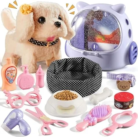 16 Pcs Robot Dog Toys for Girls, Toys for 3 4 5 6 7 8 Year Old Girls Kids | Realistic Robot Puppy Kids Girl Boys Toy for 5-7 6-8, Ideas Birthday Gifts for Girl 3 4 5 6 Year Old