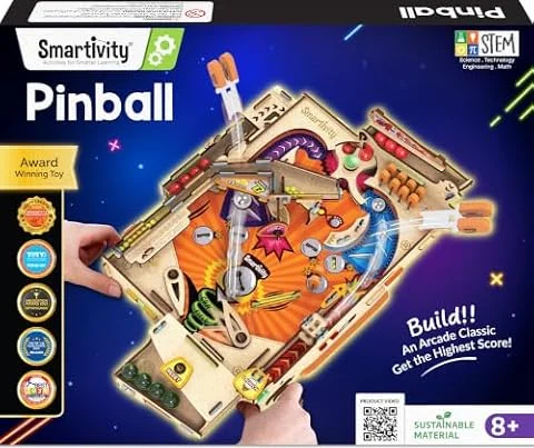 Smartivity DIY Pinball Machine I Global Award Winning Game Ages 8-99 Years | STEM Toys Arcade Game Kit for Ages 8 9 10 11 12 13 14 | Pinball Machine Kids 8-12 | Birthday Gift Boys Girls Adults