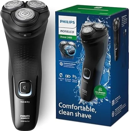 Philips Norelco 2400 Series Electric Shaver, Deep Black | 27 Self Sharpening ComfortCut Blades, 4D Flex Heads, Wet or Dry Use, 2-Year Blade Life, Pop-up Trimmer, X3001/90